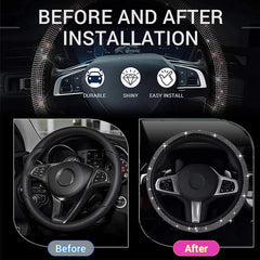 TIMOTRAS Car Steering Wheel Cover With Crystal Diamond Sparkling Car Suv Steering Wheel Protector Vehicle Auto Decoration