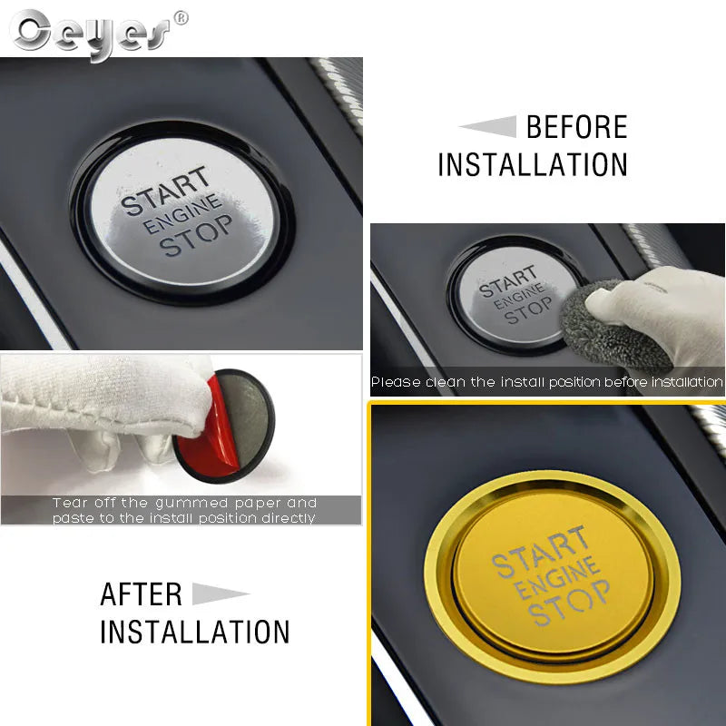 Car Engine Start Stop Button Ring Cover Sticker For Audi A4 A5 B9 B8 A6 A6L A7 C7 Q5 8R Exterioir Case Accessories