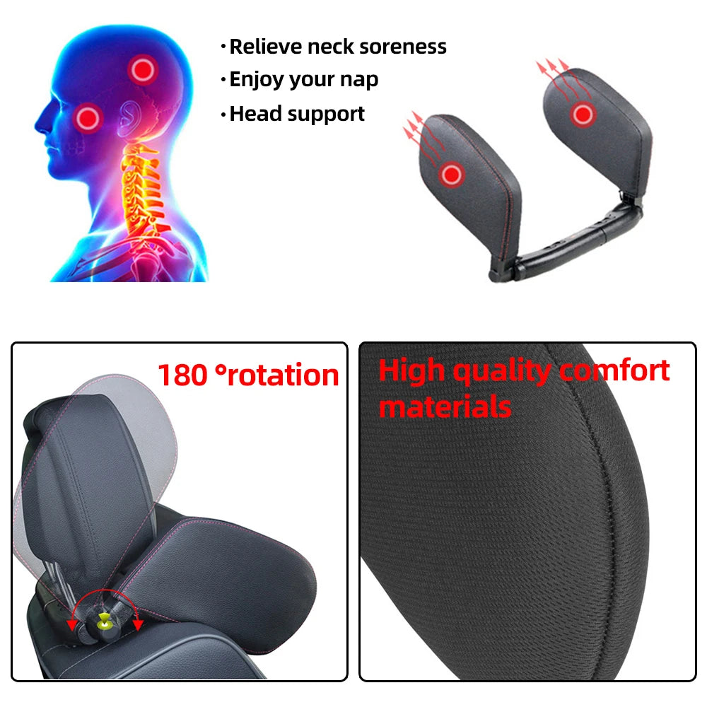 Car Neck Headrest Pillow Cushion Car Seat Memory Foam Pad Sleep Side Head Telescopic Support on Cervical Spine for Adults Child