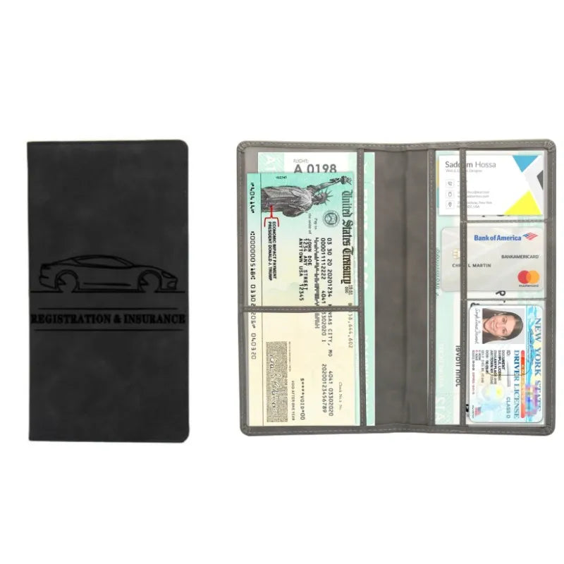 Car Registration Insurance Holder Leather Men Driving License Cover Auto Documents License Storage Bag Credit Card Holder