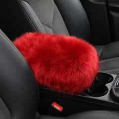 Universal Soft Car Armrest Cover faux fur Fluffy Auto Center Console Seat Box Protector Covers Cars Accessories Red 11.8x6inch