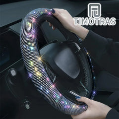 TIMOTRAS Car Steering Wheel Cover With Crystal Diamond Sparkling Car Suv Steering Wheel Protector Vehicle Auto Decoration