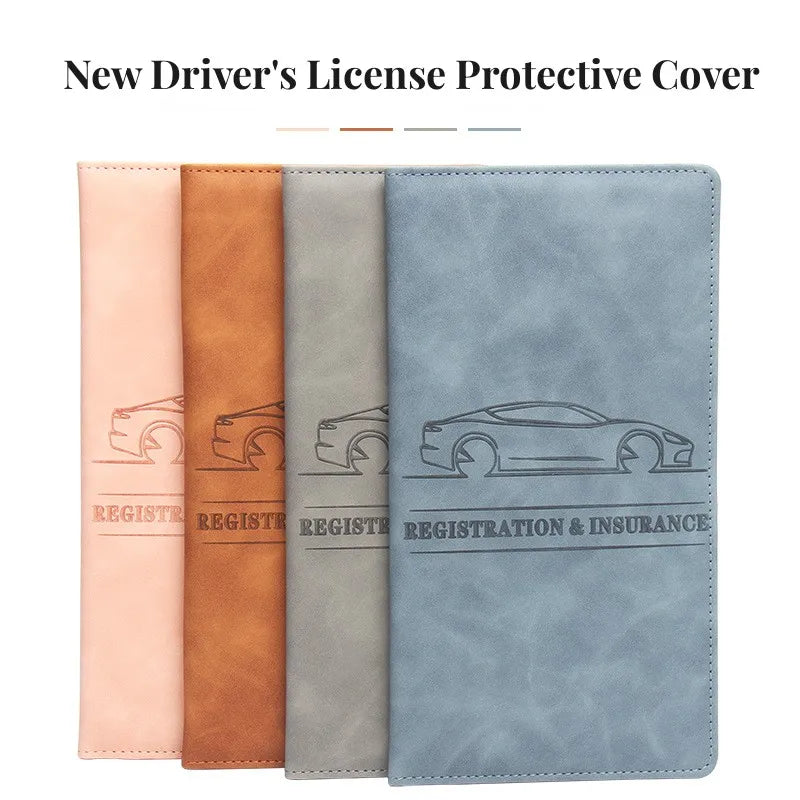 Car Registration Insurance Holder Leather Men Driving License Cover Auto Documents License Storage Bag Credit Card Holder