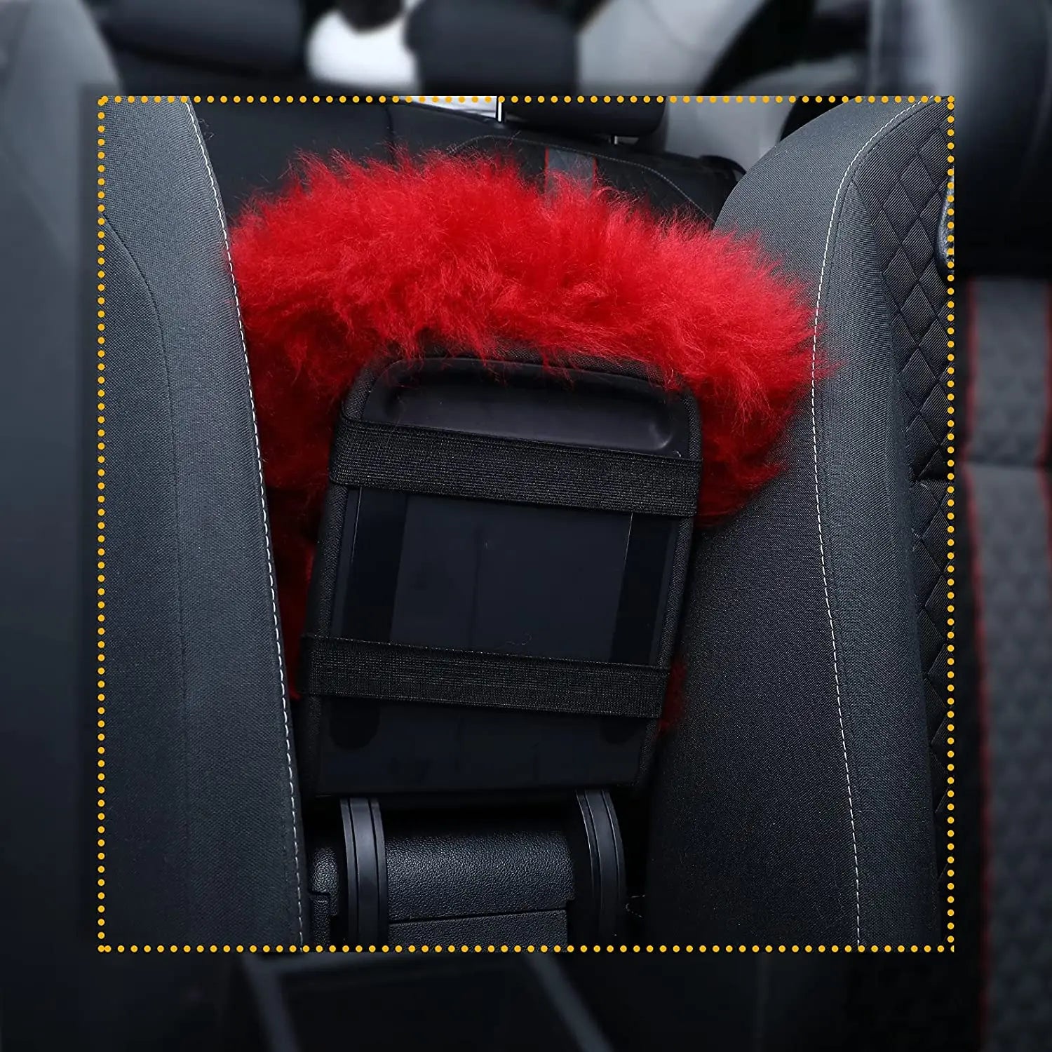 Universal Soft Car Armrest Cover faux fur Fluffy Auto Center Console Seat Box Protector Covers Cars Accessories Red 11.8x6inch